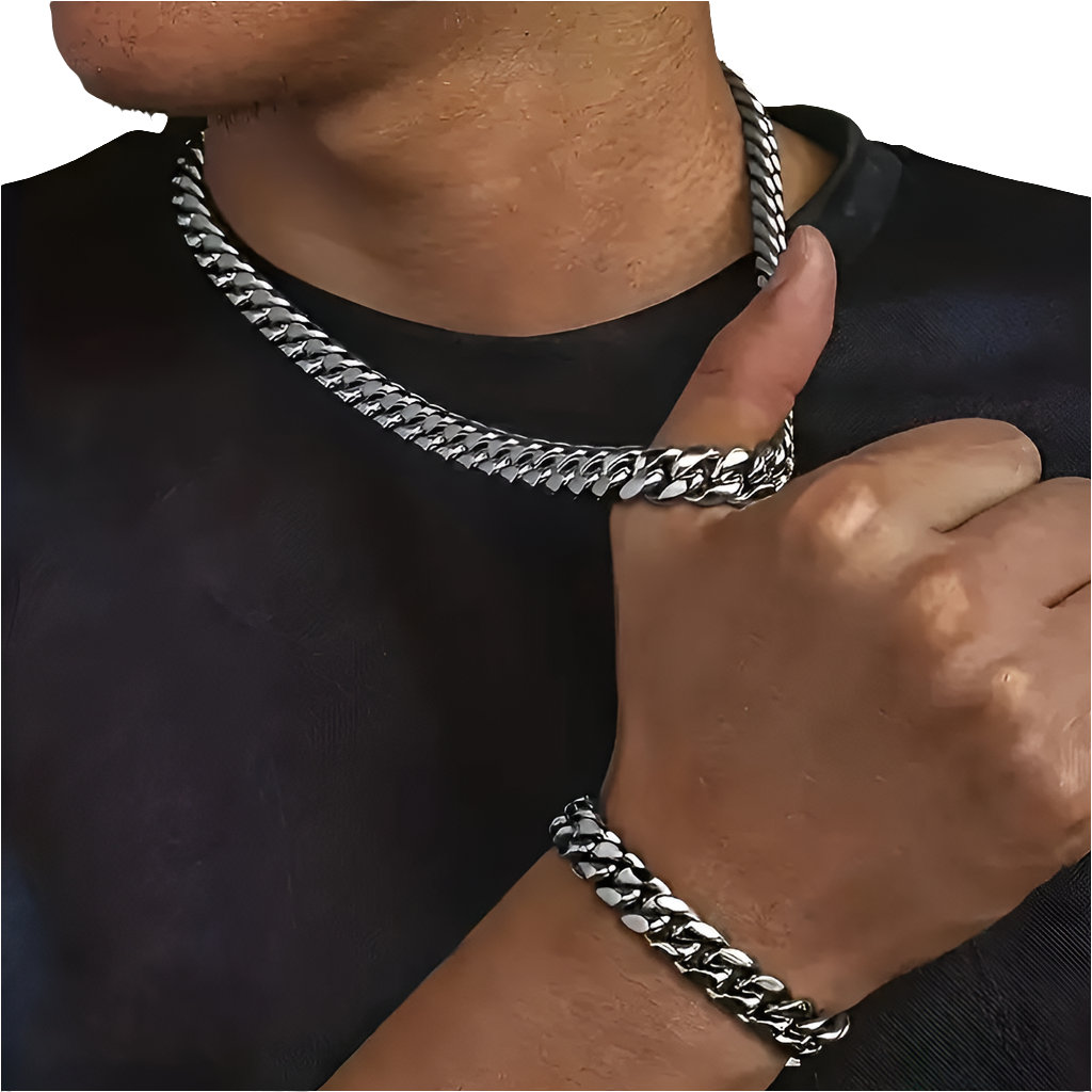 chaîne Cuban-GM- en acier inoxydable